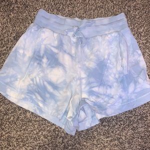 blue tie dye high waisted shorts